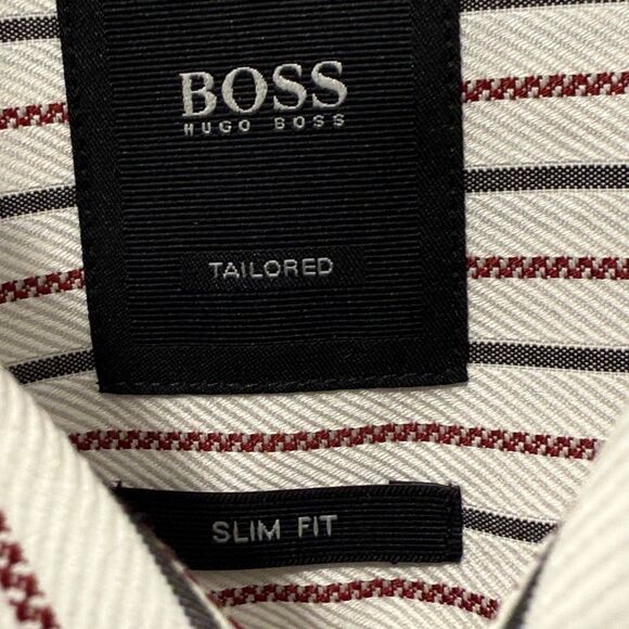 Boss Hugo Boss Tailored Striped Button Front Shirt Size 16.5 - Picture 8 of 9